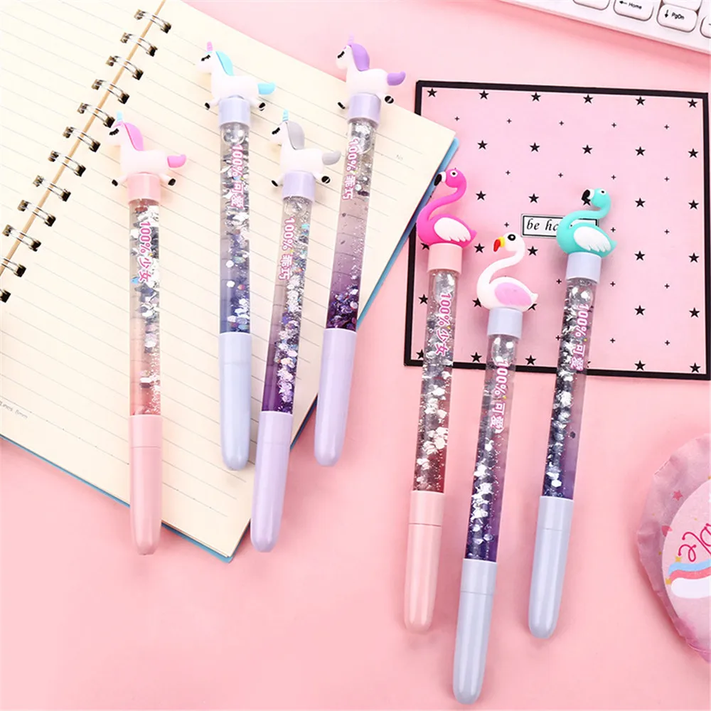 Милая Шариковая ручка единорога плавающие блестки блестящая Хрустальная