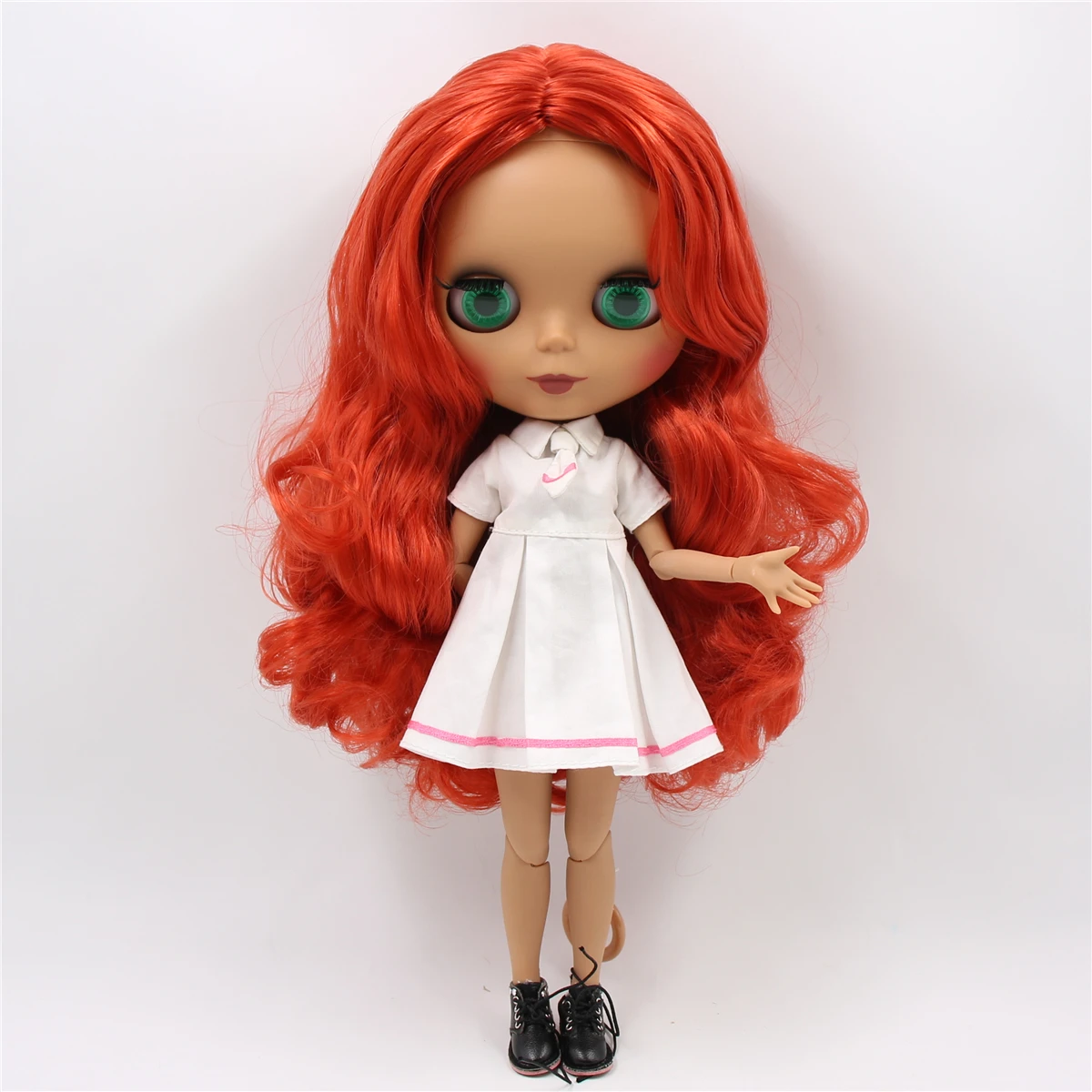 Ледяная кукла DBS Blyth 1/6 BJD для суставов тела красные волосы темная кожа матовое