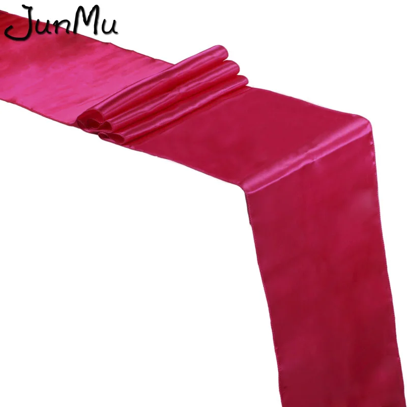 fuchsia pink Атласная настольная дорожка 30 см x 275 см для свадебной вечеринки событие банкет украшение домашнего Стола Поставка покрытие стола аксессуары для скатерти - Цвет: fuchsia pink