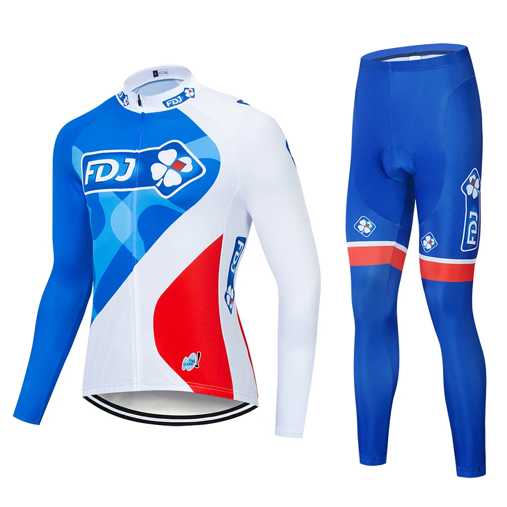 19 Pro FDJ Cycling Jersey Quick Dry Long Sleeve Jerseys And Bib Pants Set Clothes Breathable Outdoor sportswear | Спорт и