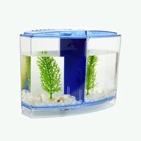 led light aquarium acrylic three splits betta fish tank triple bow fighting isolation hatch breed box blue purple
