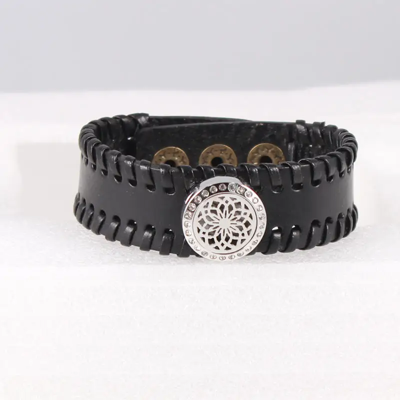 Стразы волны океана (20 мм) с кнопками кожаный браслет ароматерапия/эфирный