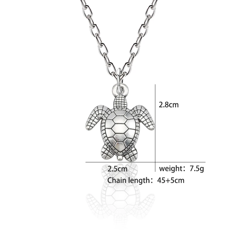 

Punk Sea Turtle Necklace Metal Tortoise Necklaces Long Chain Charm Pendants For Women And Men Halloween Christmas Gifts