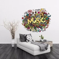 i love music illustration fashion wedding decor vinyl waterproof wall sticker bedroom wallpaper wall decal baby rooms decor