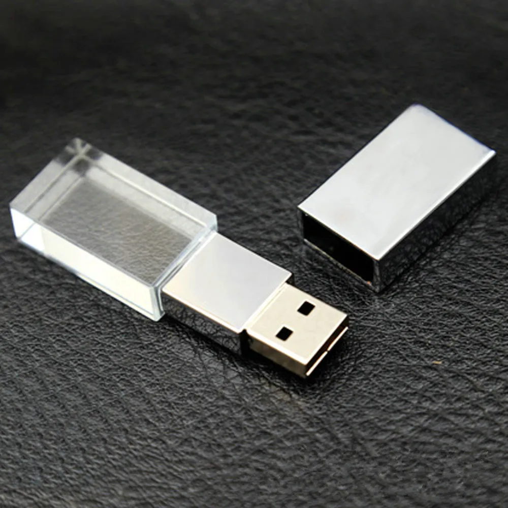 Горячая Распродажа прозрачное стекло USB 2.0 логотип свет кристалл карту флэш