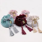 Розово-белые круглые сумочки с кисточкой и металлическими бархатными свадебными сумочками 12x17 см, подарочные сумочки для ювелирных изделий, винного цвета, упаковка с завязкой