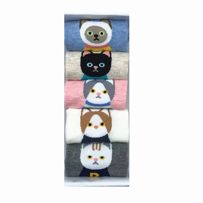 F098 LETSBUY, 5 пар/лот, женские носки, хлопок, мультфильм, забавные, невидимые носки с милыми животными, женские носки, милый Лисий носок с совой, тапочки, без коробки - Цвет: F098