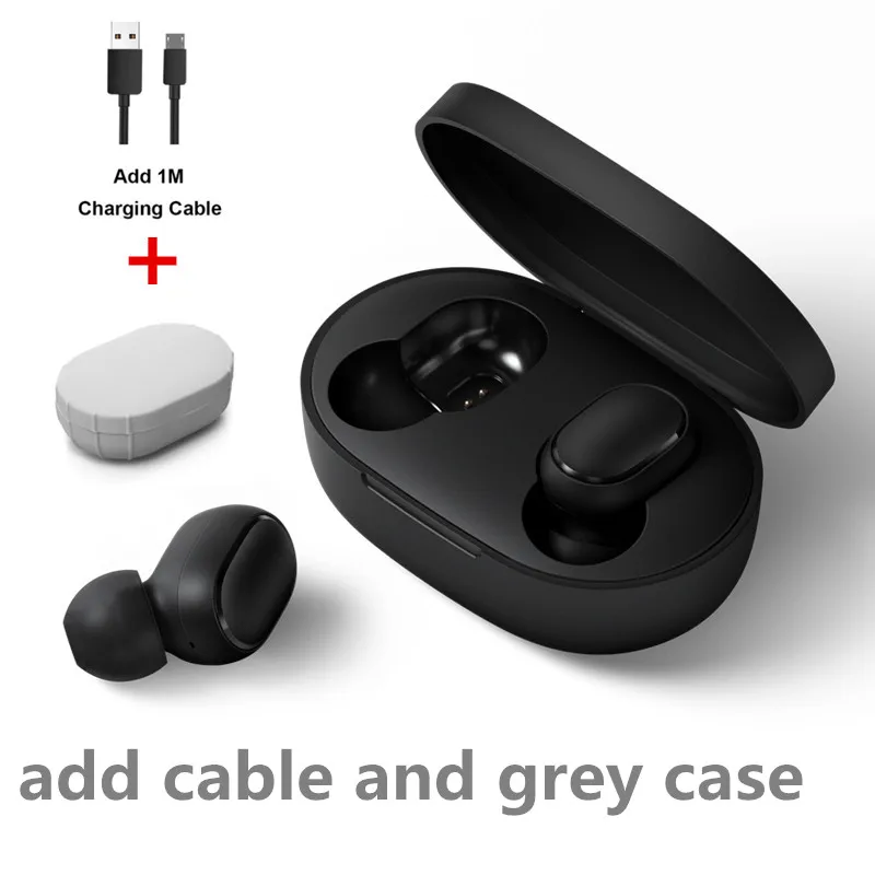 cable ad grey case Оригинальные Xiaomi Redmi AirDots True Беспроводные bluetooth 5,0 наушники DSP активная шумоподавление - Цвет: cable ad grey case