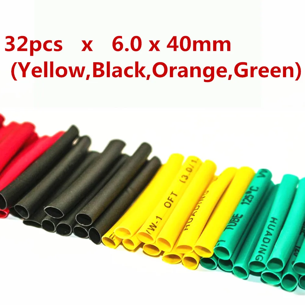 6.0mm32pcs 70/127/164/150/328/530 шт Ассорти Полиолефиновая термоусадочная трубка кабельная муфта Обёрточная бумага провода комплект утепленный термоусадочная трубка - Цвет: 6.0mm32pcs