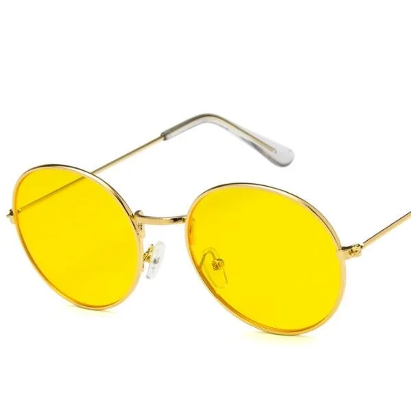 yellow COOLSIR, круглые солнцезащитные очки для женщин, красные, желтые, синие, зеленые, прозрачные линзы, солнцезащитные очки для женщин, маленькие, в стиле хип-хоп, солнцезащитные очки De Sol - Цвет линз: yellow
