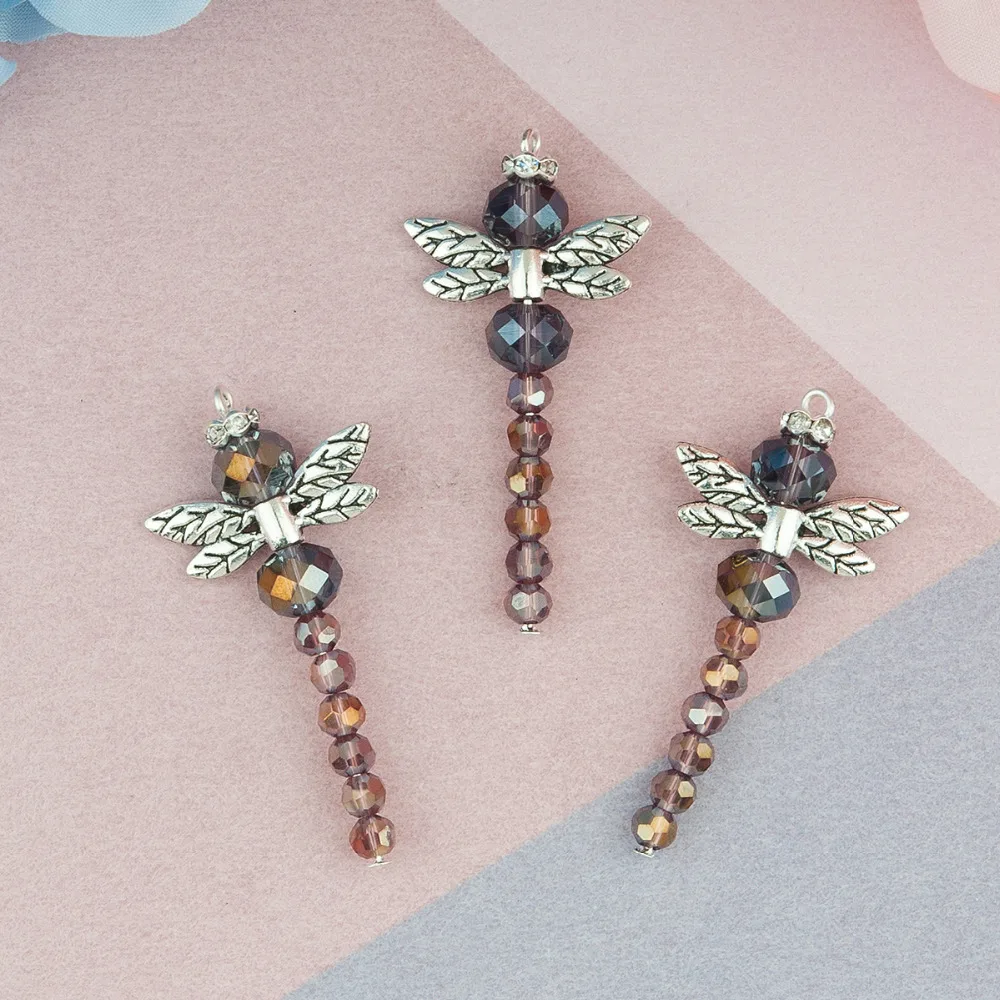 DoreenBeads подвески из сплава и стекла на основе цинка стрекоза животное серебряный