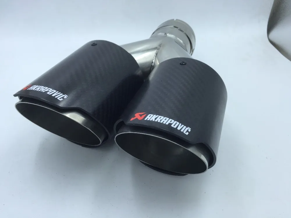 Inlet51/54/57/60/63mm outlet76/89/101mm carbon fiber 304 Stainless Steel exhaust tip pipe muffler for universal brands |