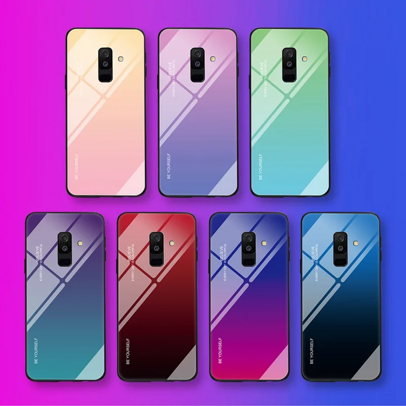 Градиентные чехлы для телефонов из закаленного стекла Samsung Galaxy J4 J6 Plus J2pro 2018 J2 core J5