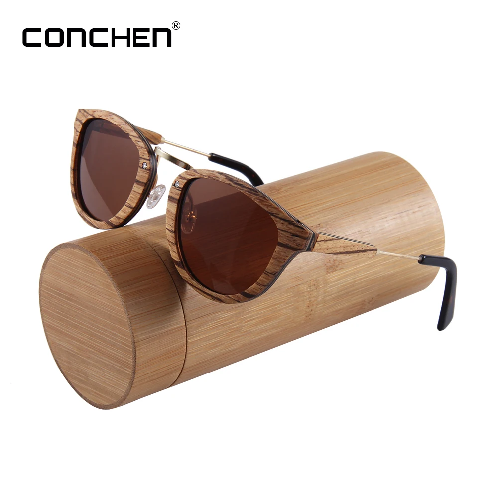 

CONCHEN 2018 Luxury Wood Sunglasses For Men Women Wooden Sunglasses Polarized Lens
