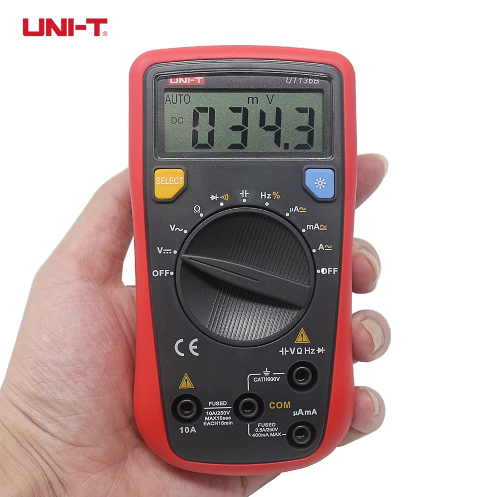 UNI T UT136A UT136B UT136C Цифровой мультиметр Mini Авто начиная с рук Multimetro AC/DC тока