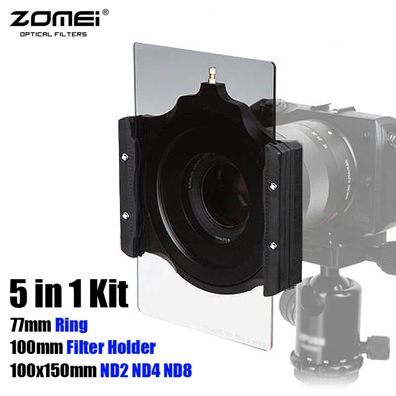 

5in1 Zomei Square Filter 100x150mm Neutral Density ND2 ND4 ND8 + 100mm Multifunctional Filter Holder + 77mm Ring for Cokin Z LEE