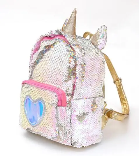 2022 Women Sequins Backpack Cute Unicorn Schoolbag For Teenage Student Girls Satchel Female mochila de couro Backpack School Bag
