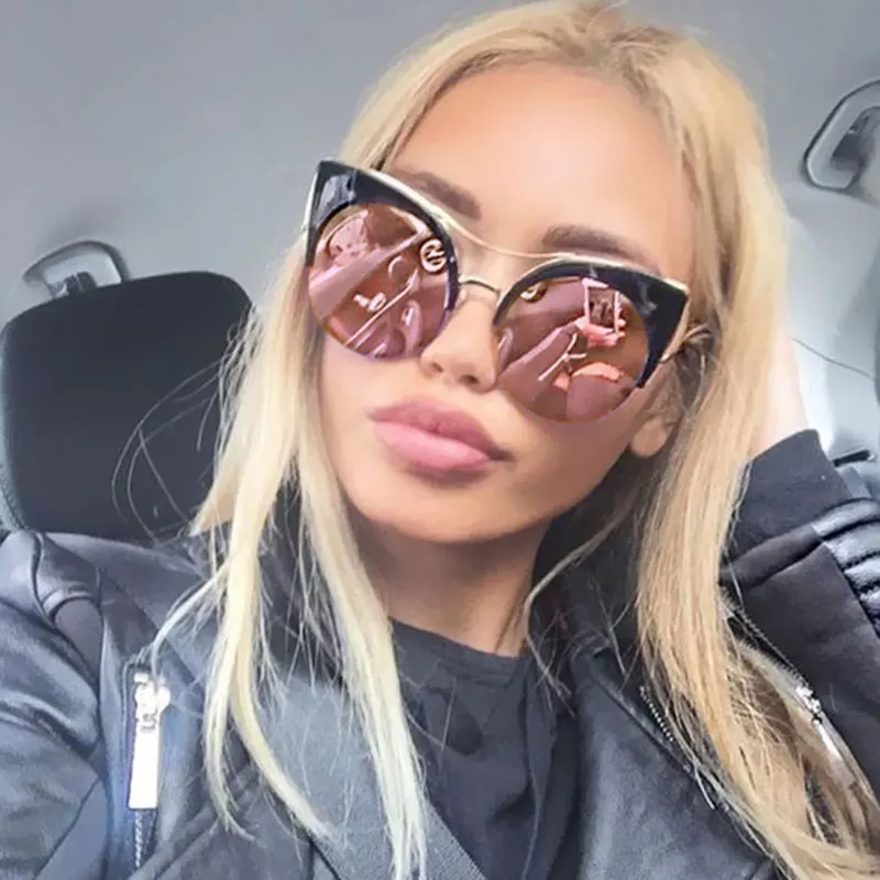 Стильные женские брендовые дизайнерские круглые большие очки кошачий глаз