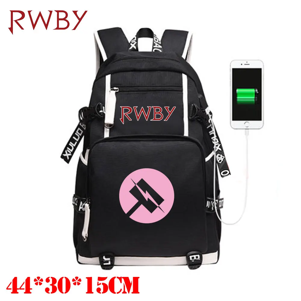 OHCOMICS RWBY Ruby Rose Weiss Блейк Золотой снитч холщовый рюкзак Внешний usb зарядный порт