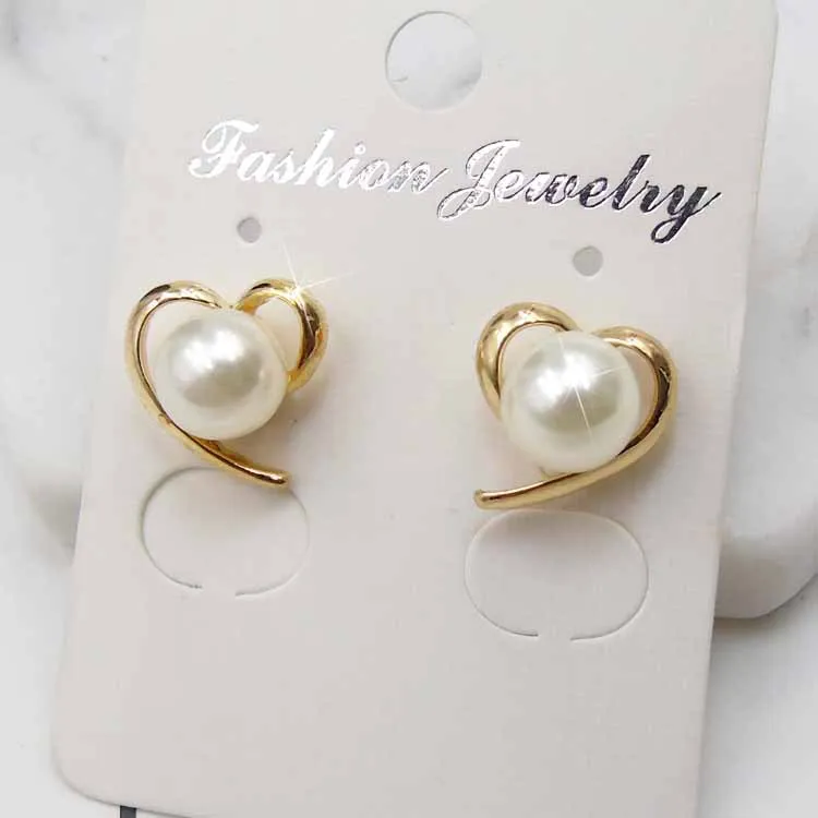 2019 New Arrival Gold Color Love Heart Stud Earring For Women Korean Style Pearl Earrings Fashion Party Wedding Jewelry Gift | Украшения и
