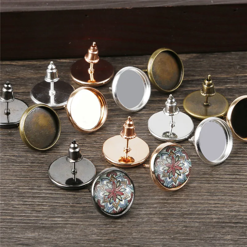 

Железные пуговицы для сережек-кабошонов (с берушами), пустая основа для сережек «сделай сам», 10 шт./лот, 12 мм, комплектующие для изготовления ...