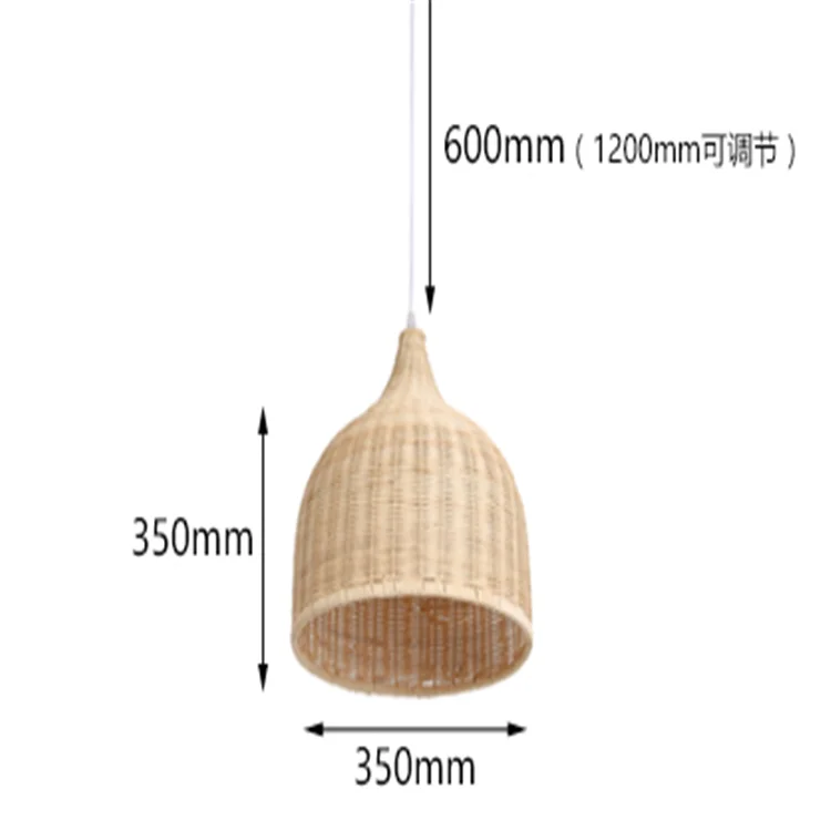 35CM Китайский ротанговый абажур ручной работы Винный стеклянный подвесной светильник садовый ресторан спальня балкон Подвесная лампа под бамбук ZP420105 - Цвет корпуса: 35CM