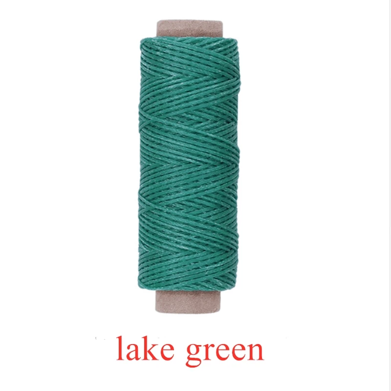 lake green 50 м 150D 1 мм зеленая синяя серия плоские Вощеные нитки плоские Пришивные цепочки из воска ручной работы DIY для кожи плоские Вощеные швейные нейлоновые нитки - Цвет: lake green
