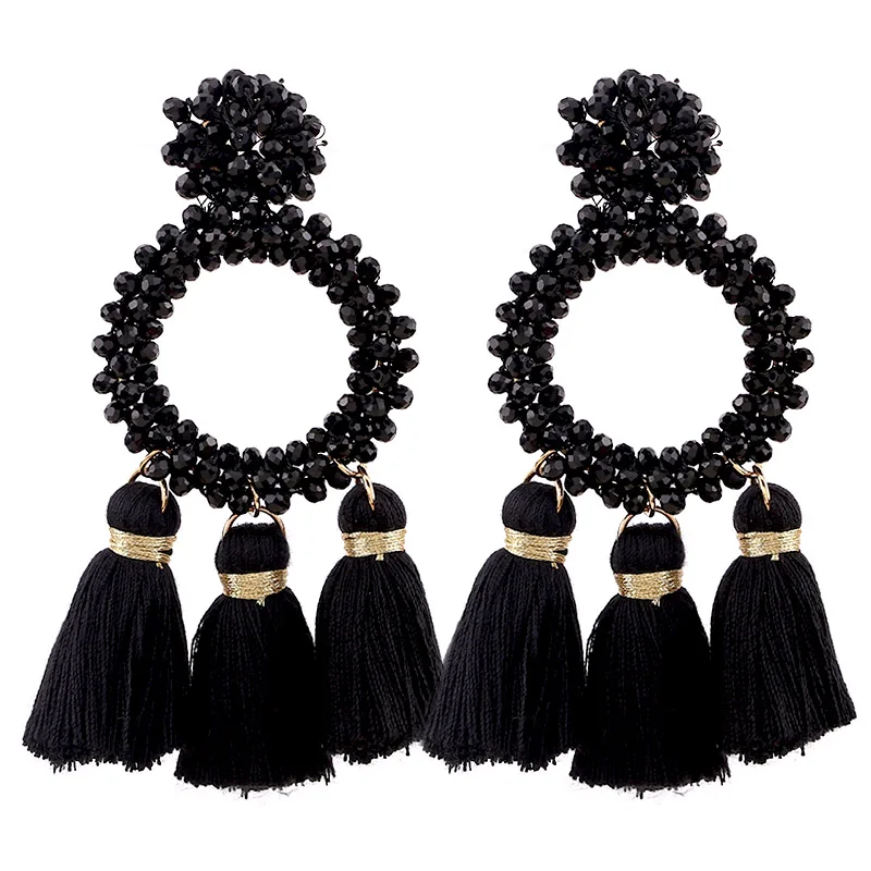 E1200 Black Sehuoran дизайн хрустальные бусины попугай дирд висячие серьги для женщин Высокое качество модные женские массивные серьги - Окраска металла: E1200 Black