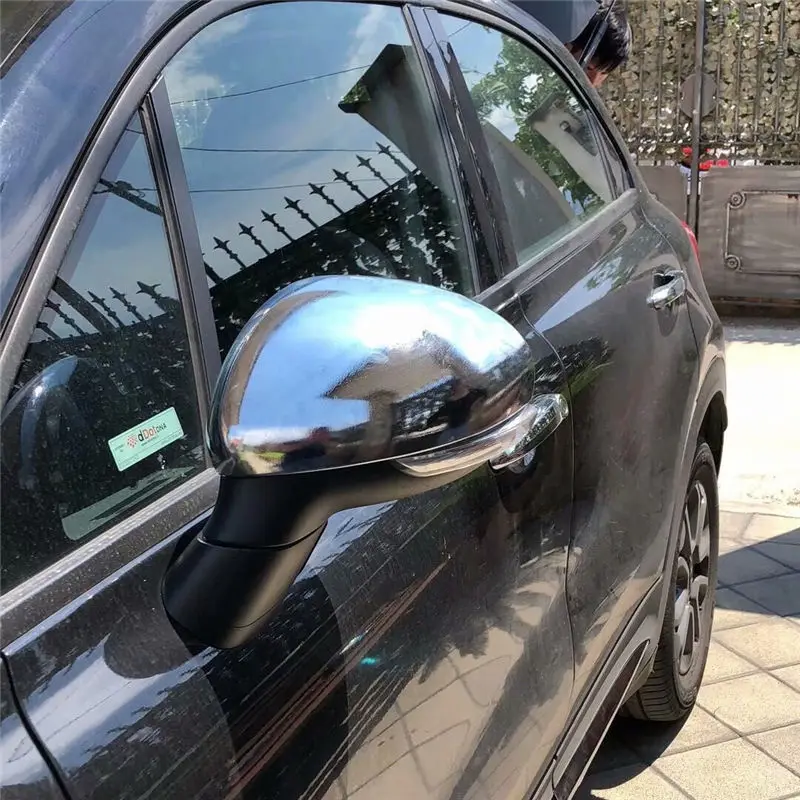 

WELKINRY car cover for FIAT 500X 2014 2015 2016 2017 2018 ABS chrome side wing fender rear-view door mirror reflection cap trim
