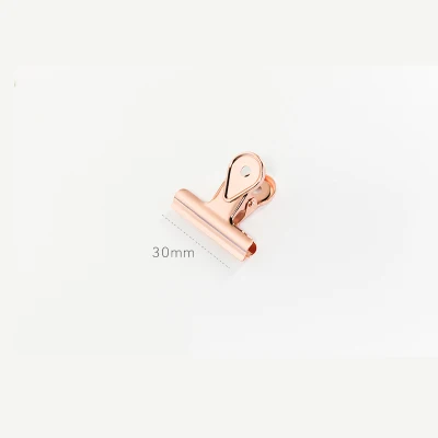 30mm rose gold Роскошные Металлические зажимы в виде ласточкиного хвоста цвета розового золота, Канцелярский бумажный органайзер для документов, скоросшиватель, школьные офисные аксессуары - Цвет: 30mm rose gold