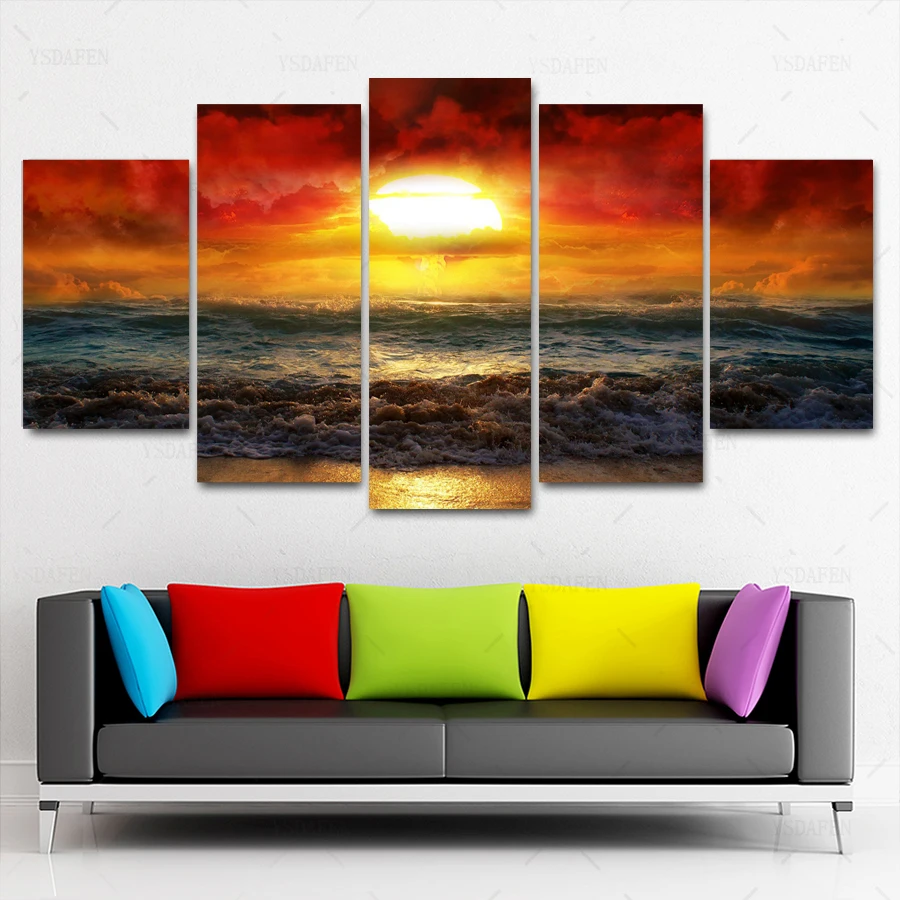 

HD print olieverf Film modulaire foto Scenery poster kind room decor woondecoratie 5 stks canvas art z408