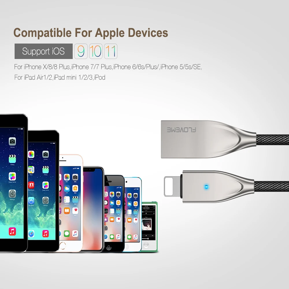 Автоматический USB кабель FLOVEME для iPhone 11 Pro Max 7 5 В/2 1 А светодиодный быстрой зарядки