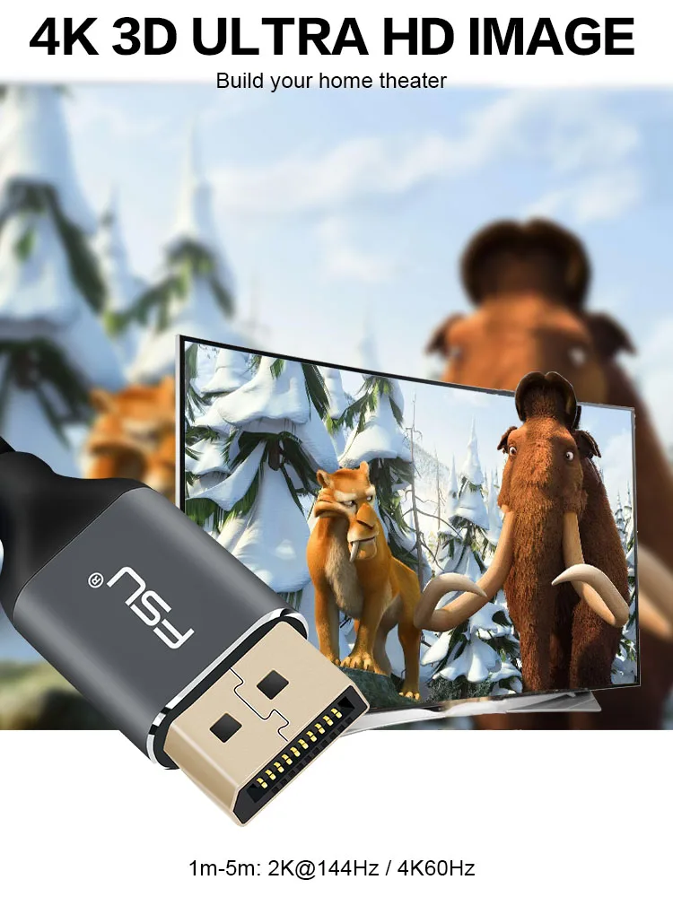 Кабель для дисплея 1/3/5 м 144 Гц 4K ultra HD 3D V1.2 DP-DP 21 6 Гбит/с Кабель-адаптер ПК HDTV