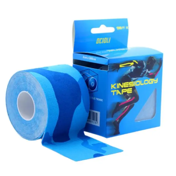 sky blue camouflage 6 рулонов кинезиотапинговые спортивные ленты кинезиологические ленты спортивные ленты обвязки хорошее качество футбольные упражнения мышцы кинезиотейп - Цвет: sky blue camouflage