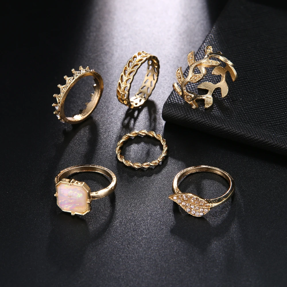 Bohemia Geometric New Fashion Vintage silver colour Gold Color Finger Rings Sets For Women Ladies Jewelry Drop Shipping | Украшения и
