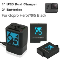 2pcs hero 7 rechargeable battery storage dual bateria charger for gopro hero7 hero6 hero5 black action camera accessories