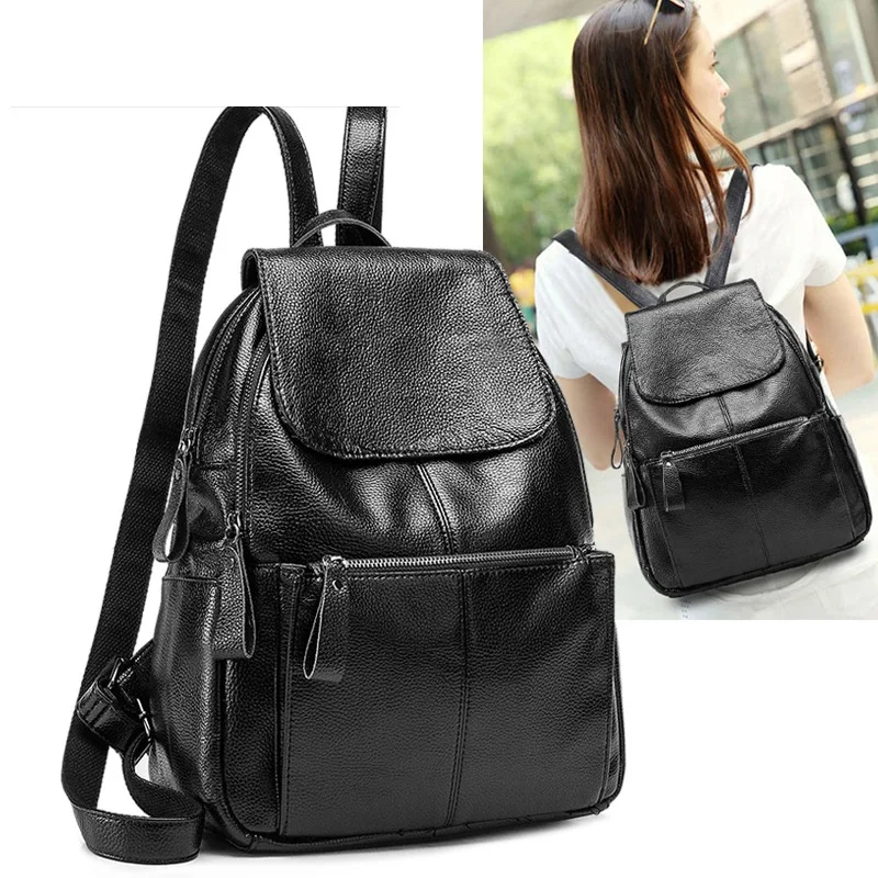 

2018 Fashion Women Genuine Leather Backpack Women Backpacks Leather Fashion Backpack Luxury Ball Sac A Dos Femme Bag new C677