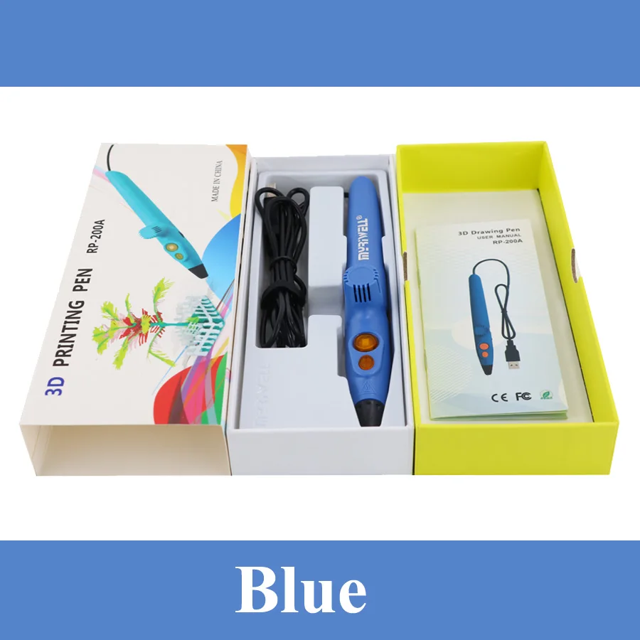 Blue pen Myriwell 3D игла принтера RP-200A USB низкотемпературная 3D Ручка каракули с 1,75 мм PCL материал для детей 3D Рисунок игрушки подарки - Цвет: Blue pen