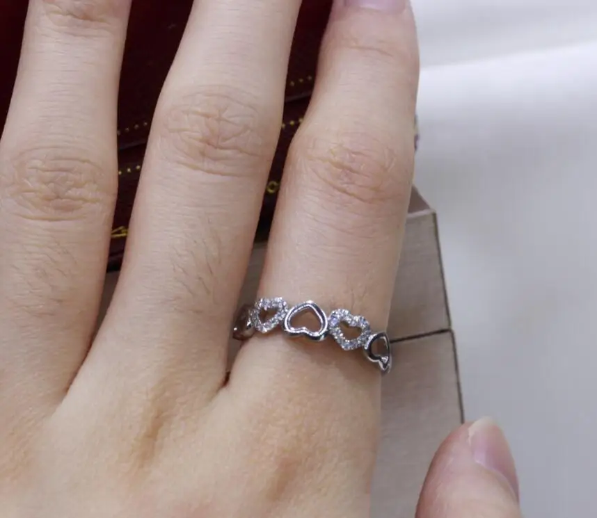 Женское кольцо с сердечком из чистого серебра 925 пробы бриллиантами (JSA)|love ring|rings