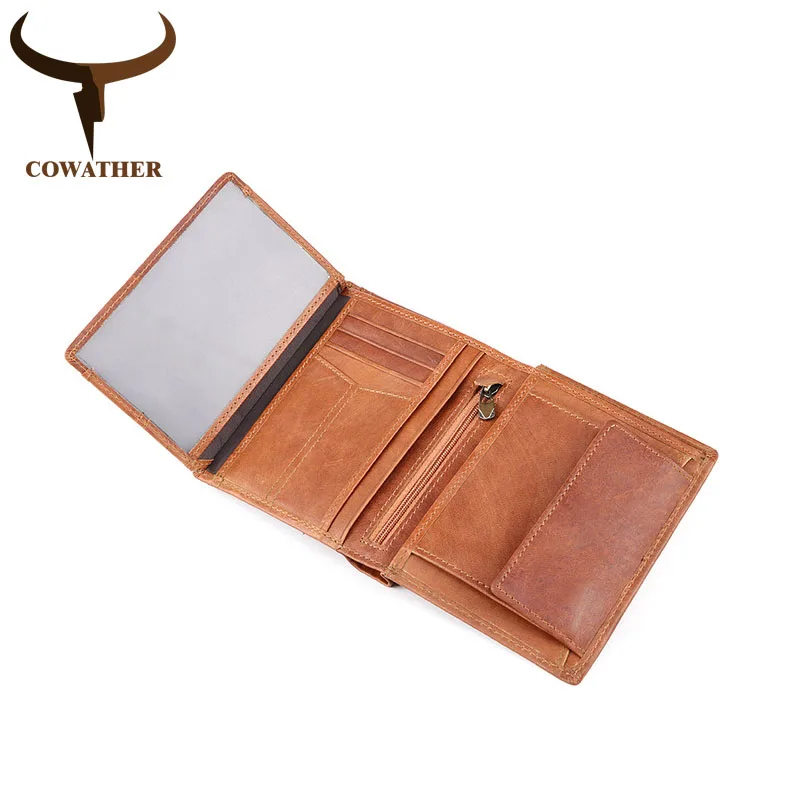 COWATHER 2019 мужские кошельки из коровьей кожи RFID мужской кошелек повседневный и