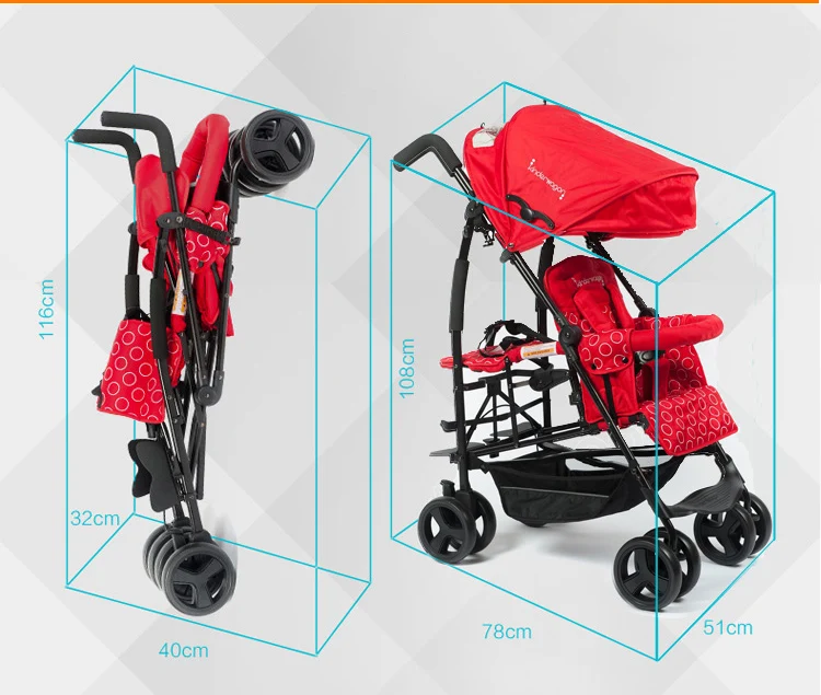 Kinderwagon коляска для близнецов, детская коляска с двойным зонтиком, автомобильный светильник, складной велосипед