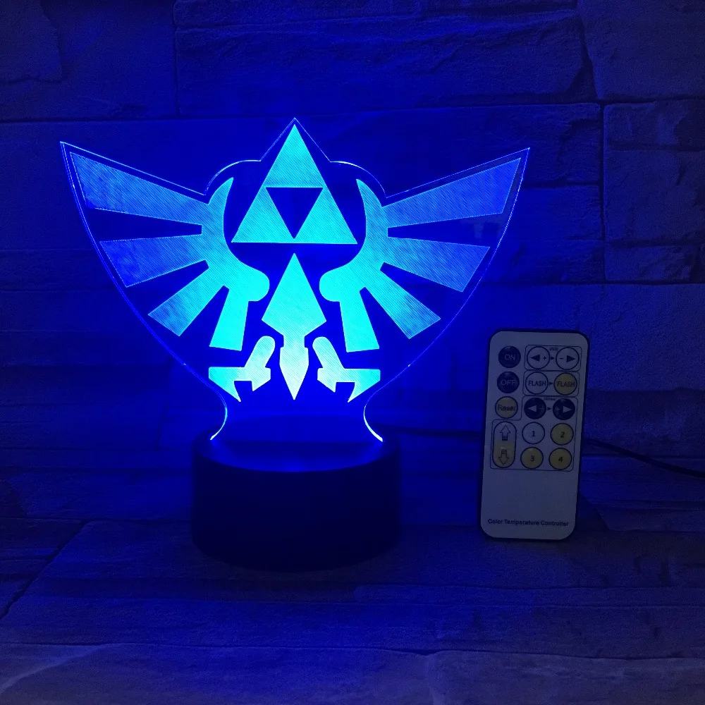Легенда о Zeldas Треугольники 3D USB светодиодный Ночной светильник 7 Цвета иллюзия