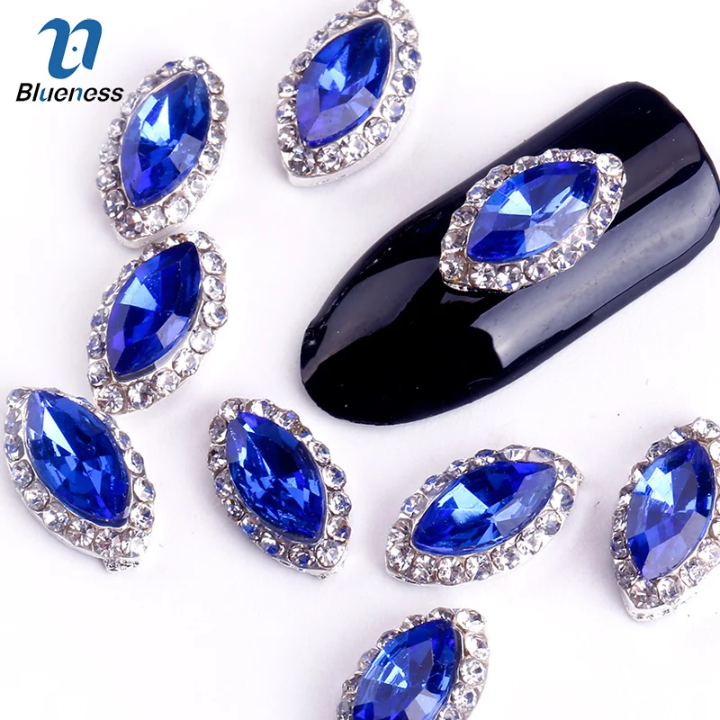 Blueness 10 шт 3D синие Стразы для ногтей украшения маркиза искусство цветной сплав
