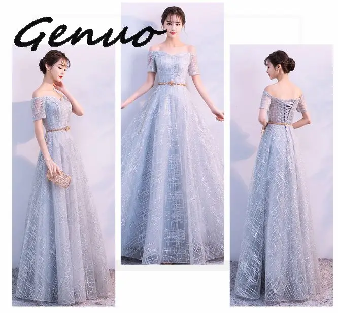 

Genuo New 2019 Robe Femme Summer Party Dress Elegant Summer V Neck Sleeveless Slash Neck Sexy Blue Lace Bodycon Vestidos