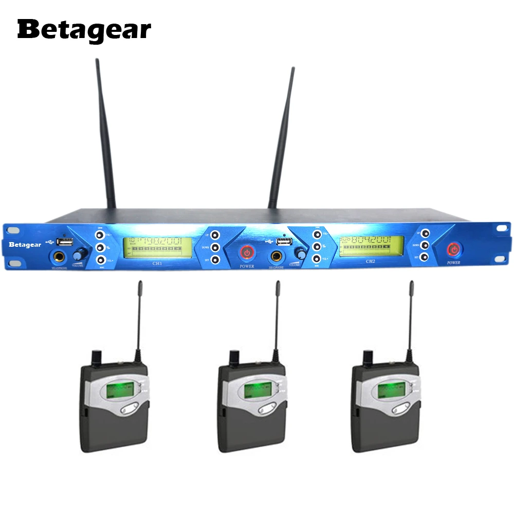 Беспроводная система УВЧ Betagear monitor USB передатчик 3 приемника профессиональный