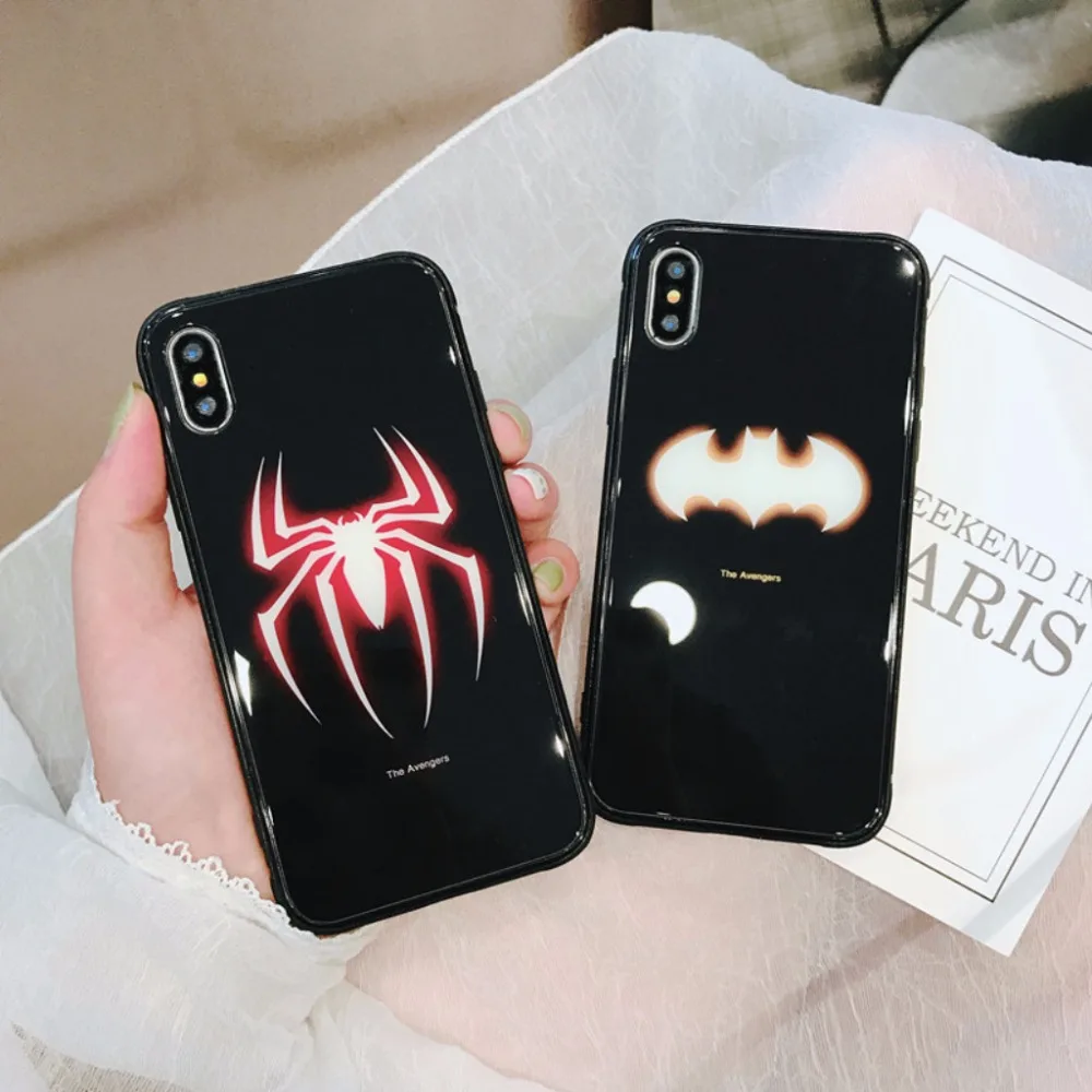 Телефон задняя крышка фосфоресцирующий закаленное стекло Чехлы для coque iphone 6 6s 7 s