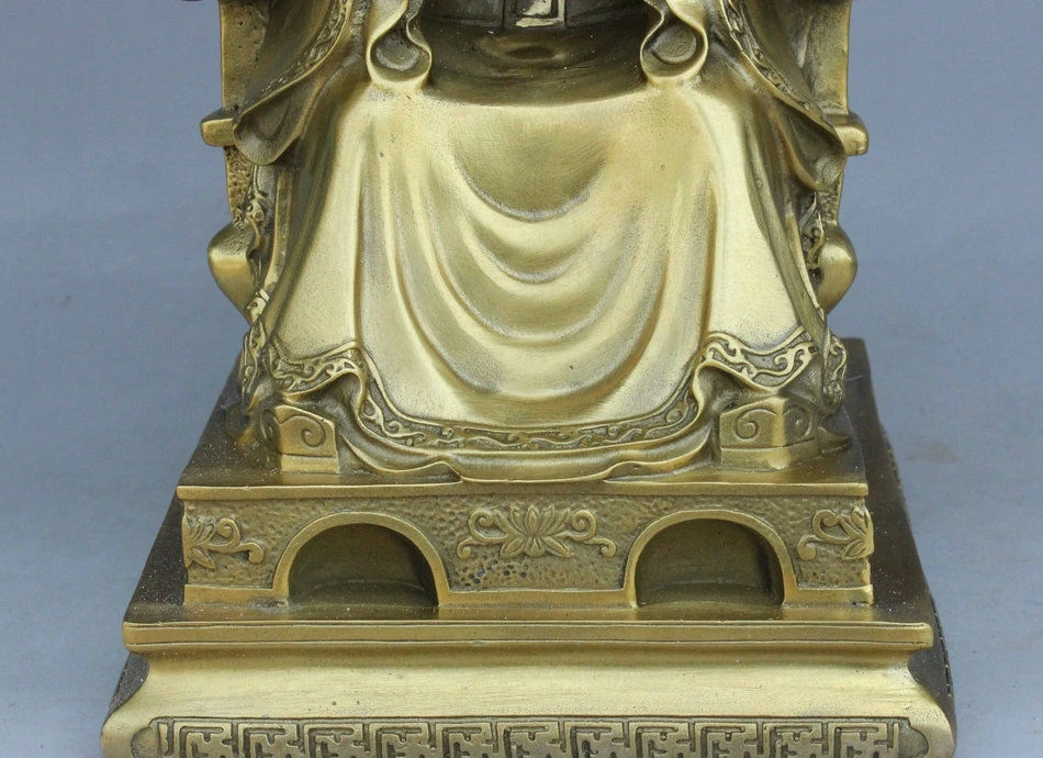 12 &quotКитайский Фэншуй Чистая Латунь Скульптура Миф Дракон Король LongWang Статуя