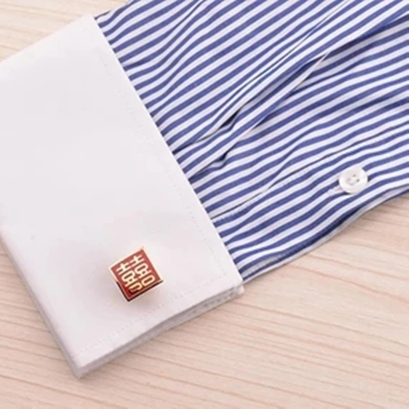 Модные мужские Запонки с двойным счастьем ювелирные изделия запонки для рубашки