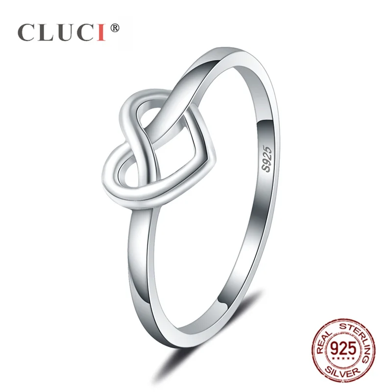CLUCI Серебро 925 Двойное сердце кольцо романтическая мода обручальные ювелирные