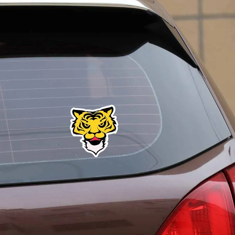 

YJZT 14CM*14.7CM Cartoon Tiger Head PVC Personalized Animal Car Sticker Decal 5-0423